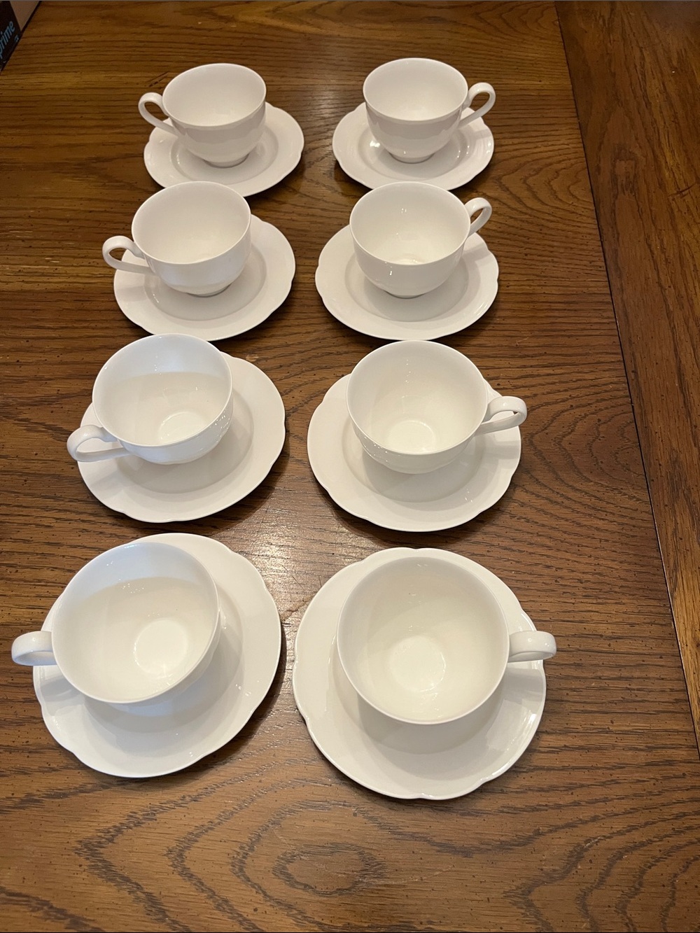 Set of 8 Rosenthal Classic White‎ Porcelain Teacups with Saucers
